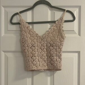 H&M Beige Floral Crochet V-Neck Camisole